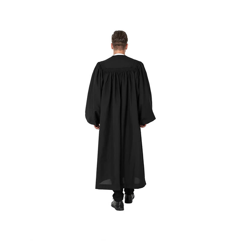 Christianartworkshop Soutane noire traditionnelle avec broderie croix rouge et motif formel - image 3