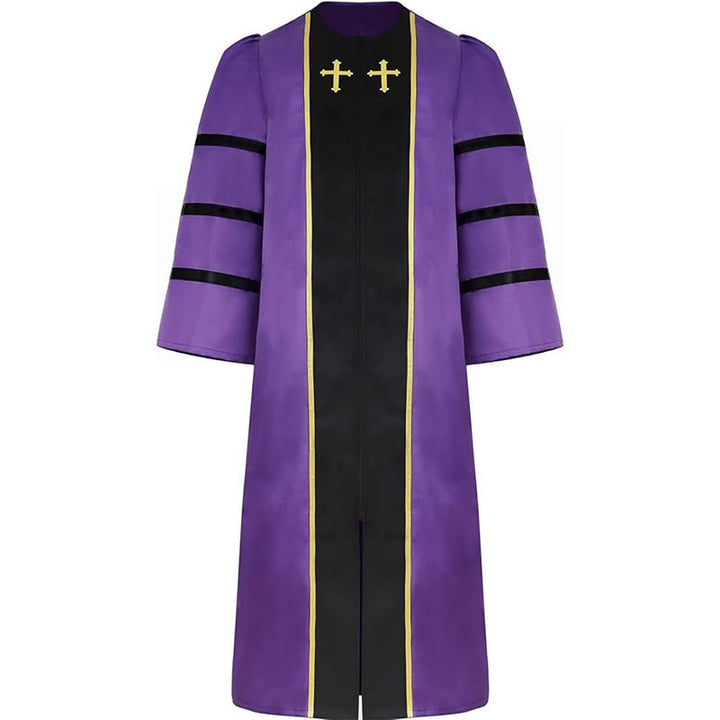 Christianartworkshop Robe de clergé violette ornée d'une croix dorée et de rayures - image 2