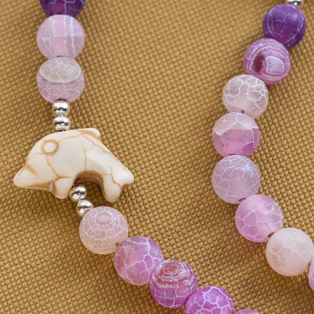 Christianartworkshop Chapelet animalier Ocean of Faith en agate violette patinée et dauphin - image 6