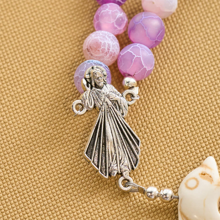 Christianartworkshop Chapelet animalier Ocean of Faith en agate violette patinée et dauphin - image 8