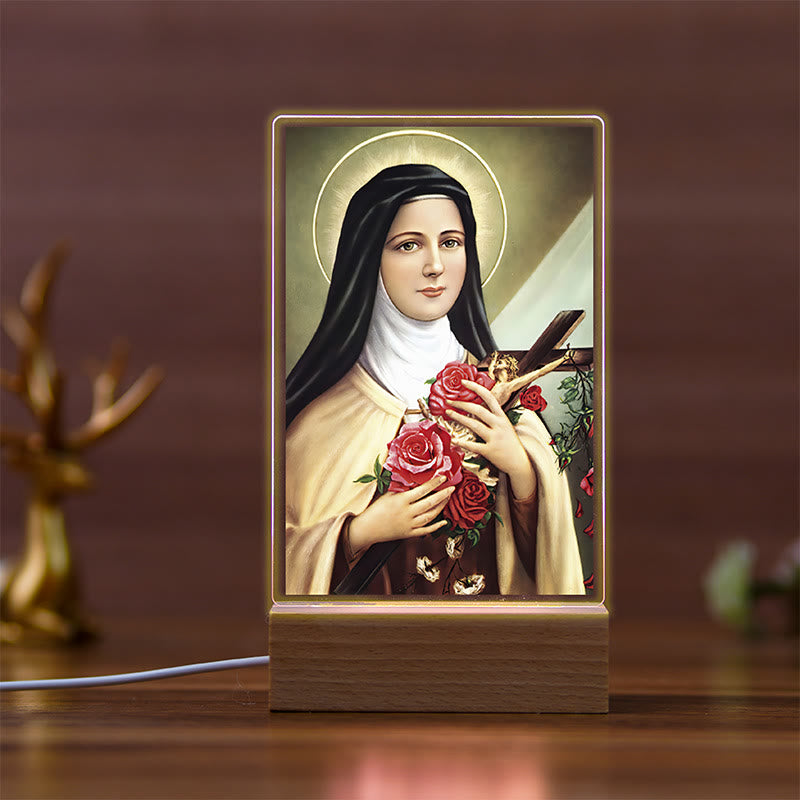 Christianartworkshop Veilleuse religieuse Daily Faith avec icônes sacrées et socle en hêtre - B - image 1