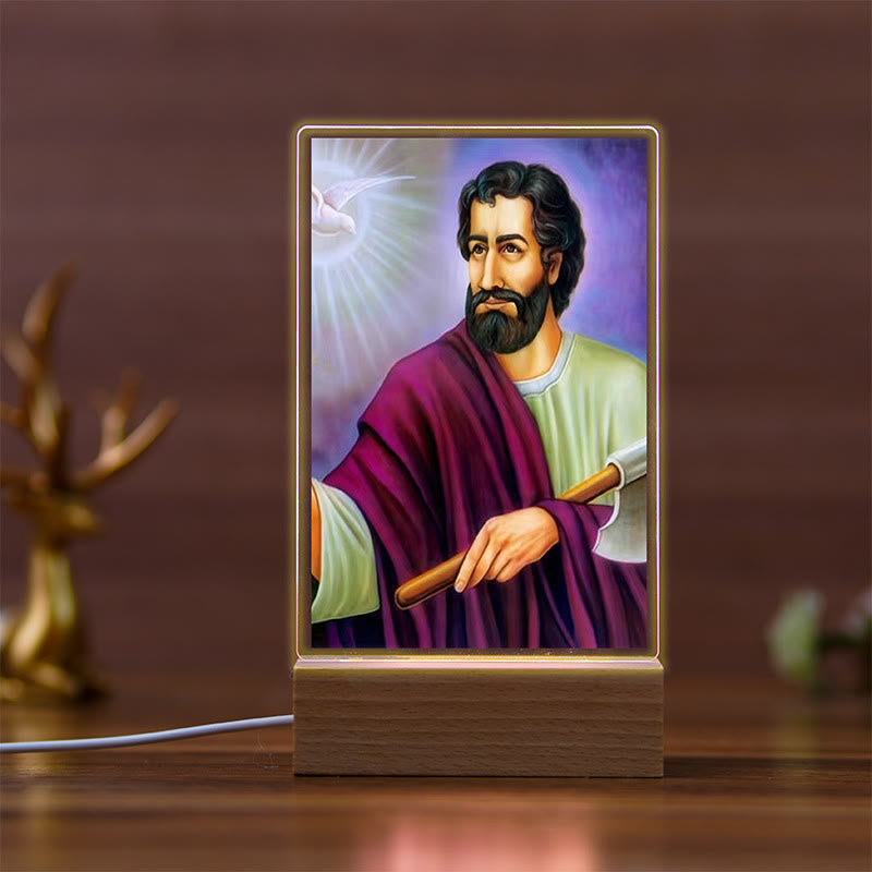 Christianartworkshop Veilleuse religieuse Daily Faith avec icônes sacrées et socle en hêtre - D - image 3