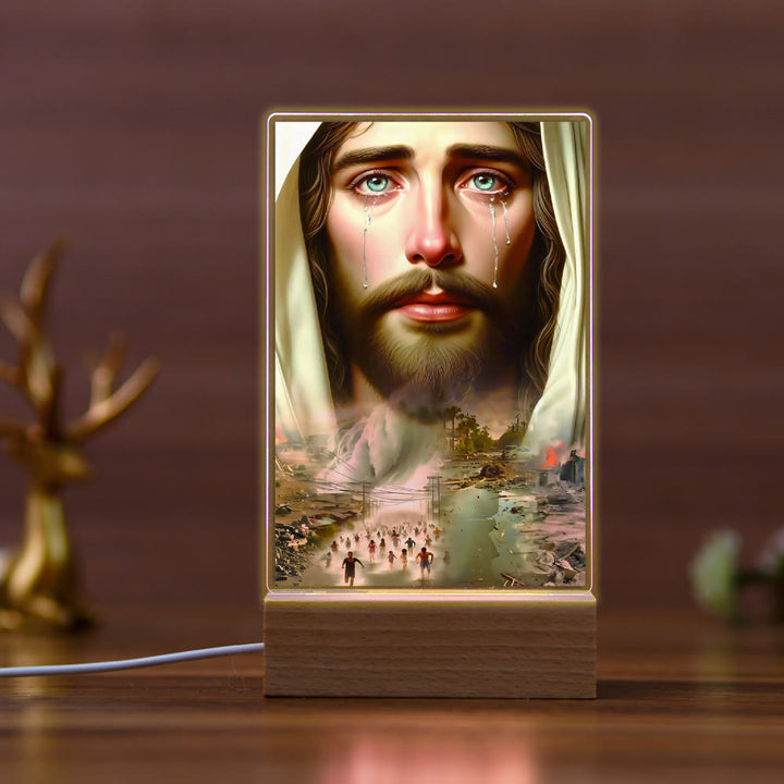 Christianartworkshop Veilleuse religieuse avec icône de Jésus guérissant une scène : Art et beauté naturelle - B - image 1