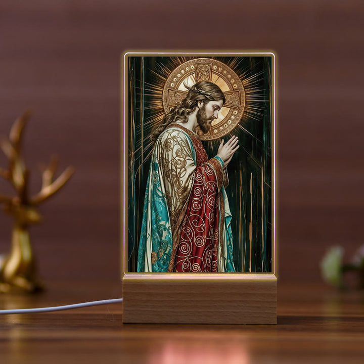 Christianartworkshop Veilleuse religieuse avec icône de Jésus guérissant une scène : Art et beauté naturelle - UN - image 0
