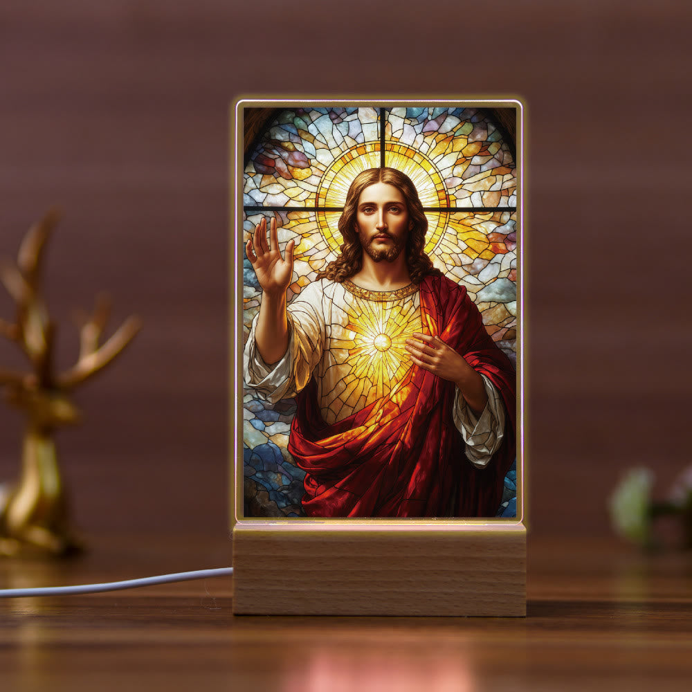 Christianartworkshop Veilleuse religieuse Jésus pour une affection quotidienne : Lumière chaleureuse et message d'amour - C - image 2