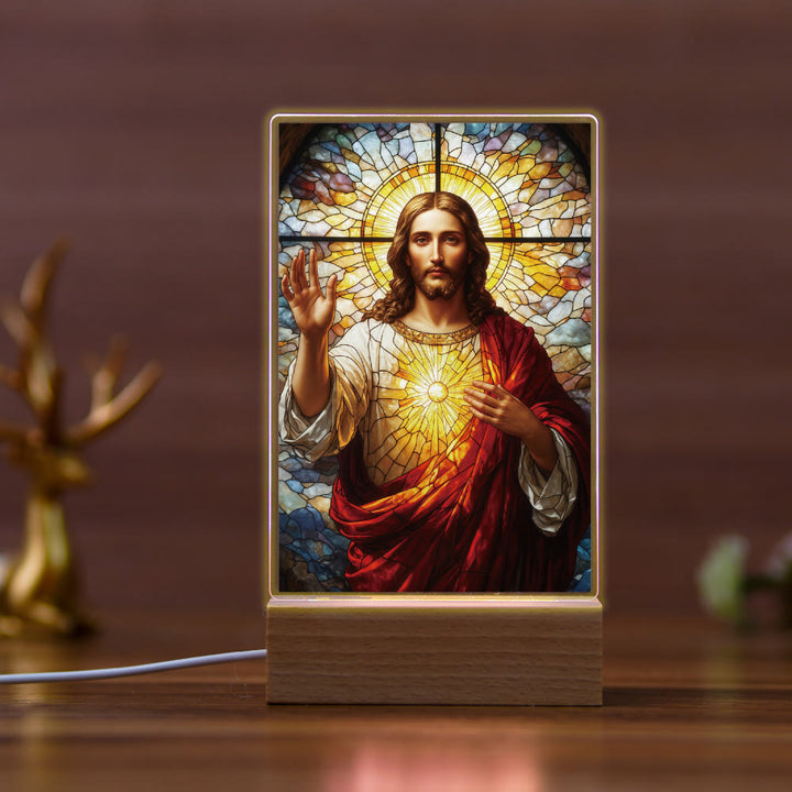 Christianartworkshop Veilleuse religieuse Jésus pour une affection quotidienne : Lumière chaleureuse et message d'amour - C - image 2
