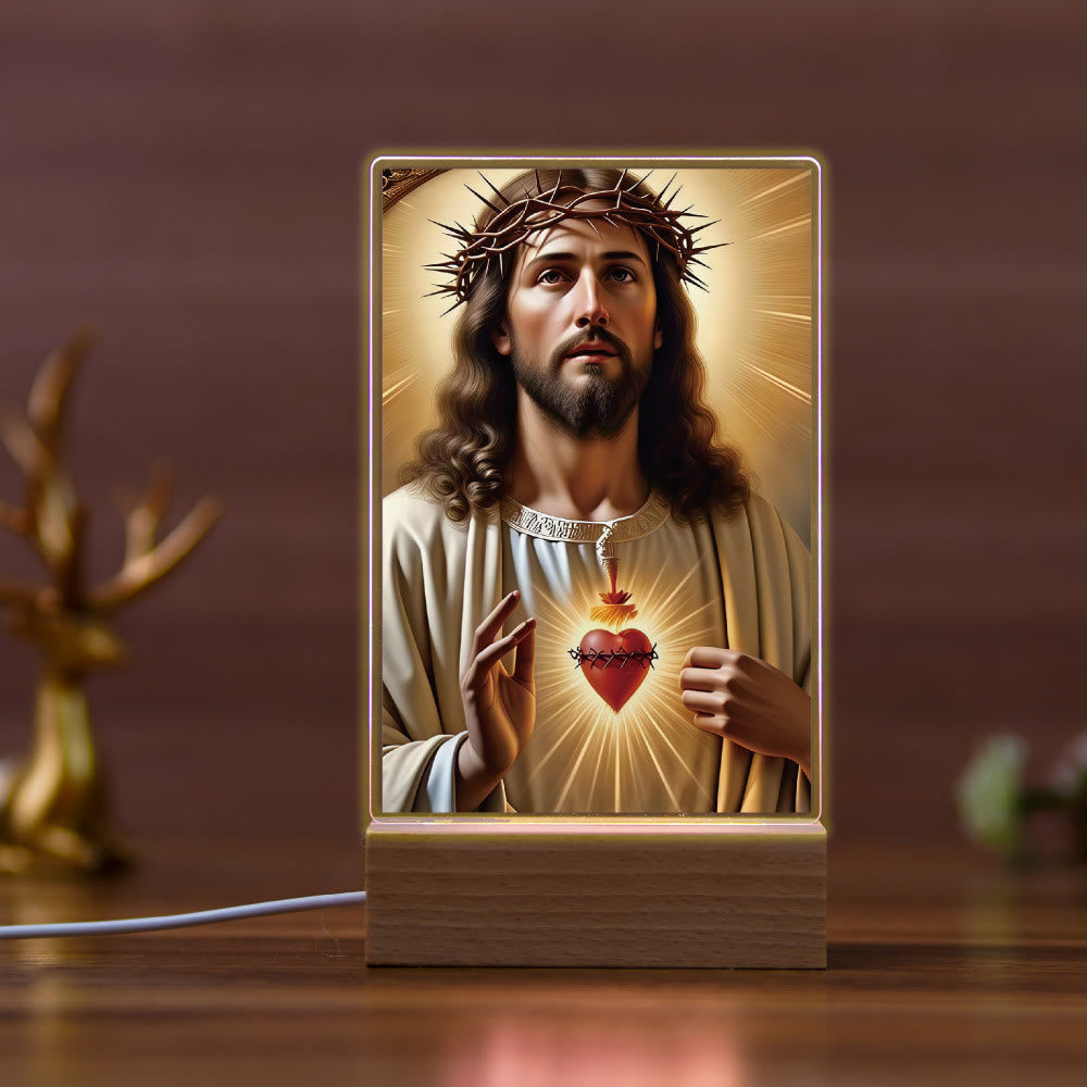 Christianartworkshop Veilleuse religieuse Jésus pour une affection quotidienne : Lumière chaleureuse et message d'amour - H - image 7