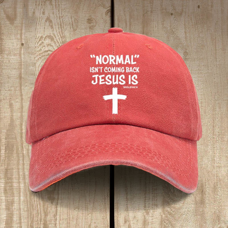 Christianartworkshop Chapeau unisexe en coton délavé et vieilli « Jésus revient » - Orange - image 10
