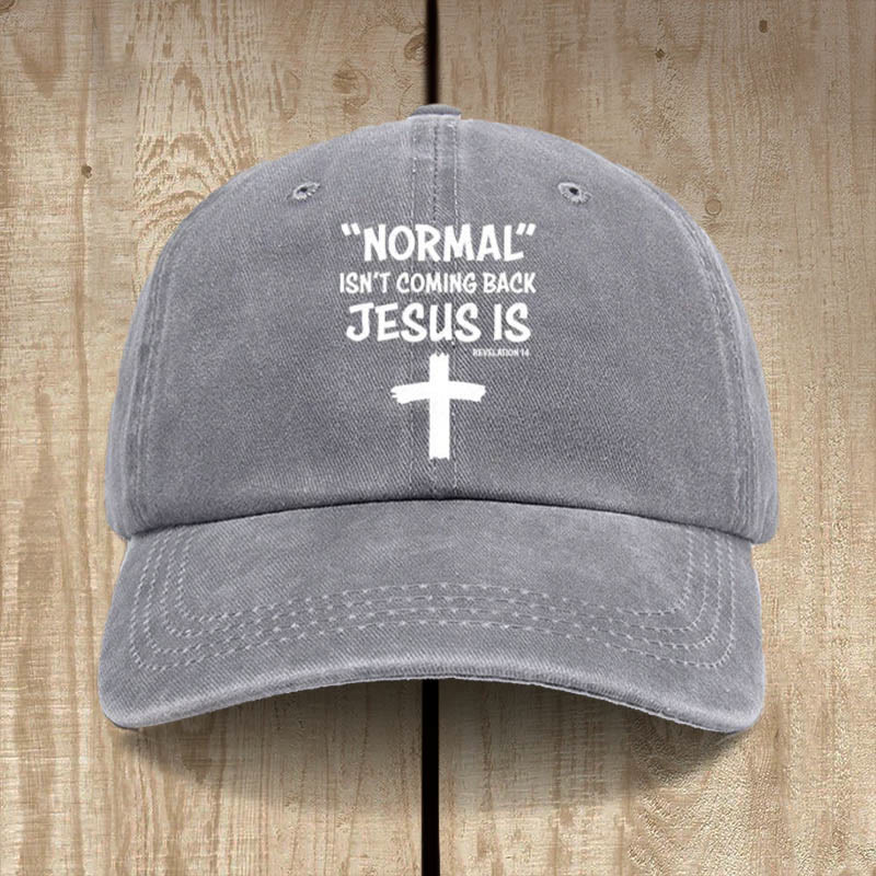 Christianartworkshop Chapeau unisexe en coton délavé et vieilli « Jésus revient » - Gris - image 7