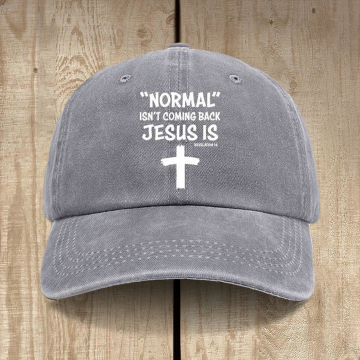 Christianartworkshop Chapeau unisexe en coton délavé et vieilli « Jésus revient » - Gris - image 7