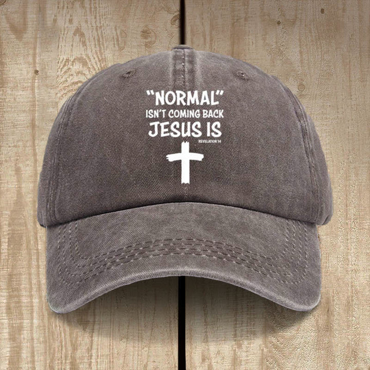 Christianartworkshop Chapeau unisexe en coton délavé et vieilli « Jésus revient » - Café - image 11