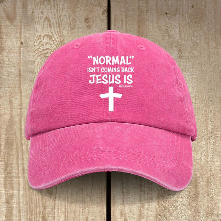 Christianartworkshop Chapeau unisexe en coton délavé et vieilli « Jésus revient » - Fuchsia - image 12