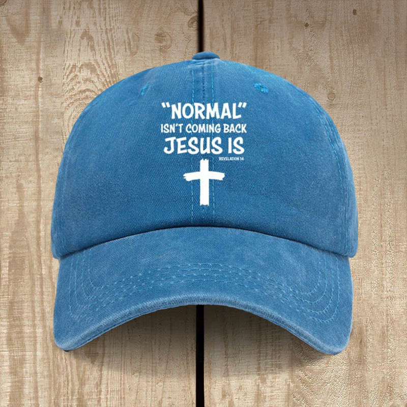 Christianartworkshop Chapeau unisexe en coton délavé et vieilli « Jésus revient » - Bleu royal - image 13