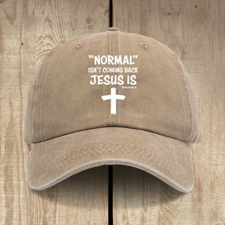 Christianartworkshop Chapeau unisexe en coton délavé et vieilli « Jésus revient » - Kaki - image 5