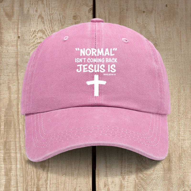 Christianartworkshop Chapeau unisexe en coton délavé et vieilli « Jésus revient » - Rose - image 9