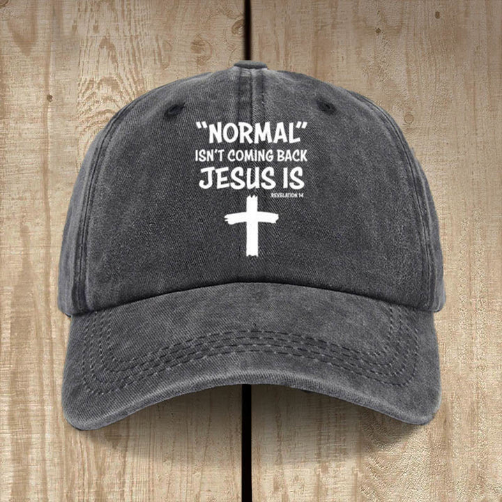 Christianartworkshop Chapeau unisexe en coton délavé et vieilli « Jésus revient » - Noir - image 0