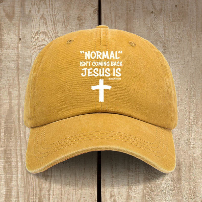 Christianartworkshop Chapeau unisexe en coton délavé et vieilli « Jésus revient » - Jaune - image 14