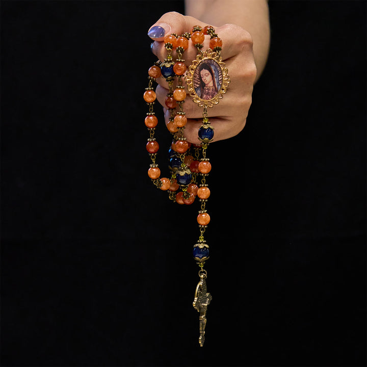 Christianartworkshop Chapelet en calcédoine orange fait main Notre-Dame Saint Benoît - image 2