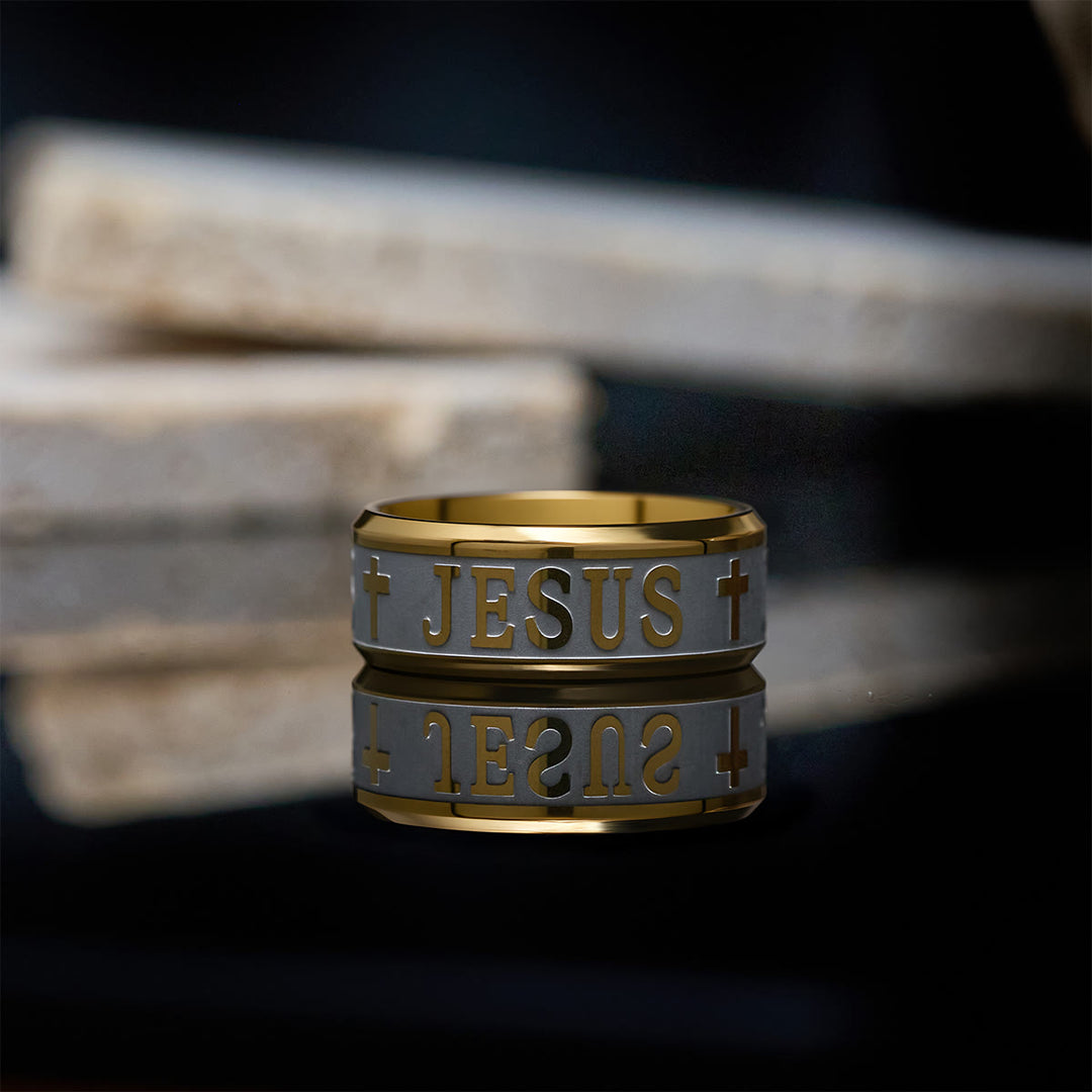 Bague en acier titane Christianartworkshop avec gravure laser « JÉSUS » - image 11