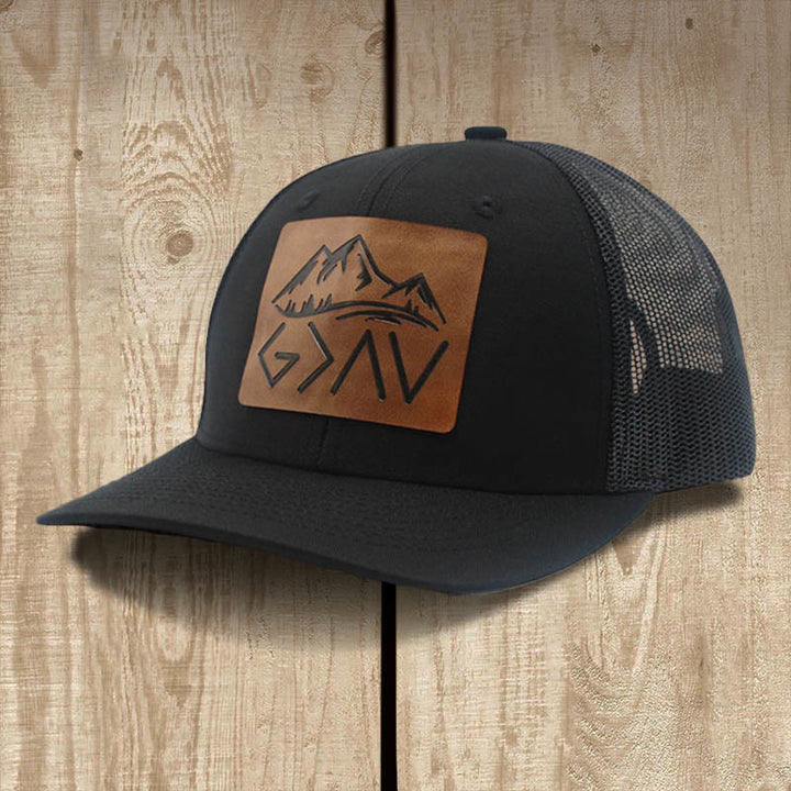 Christianartworkshop Casquette de baseball « Dieu est plus grand que les hauts et les bas » - Noir / Maille noire - image 0