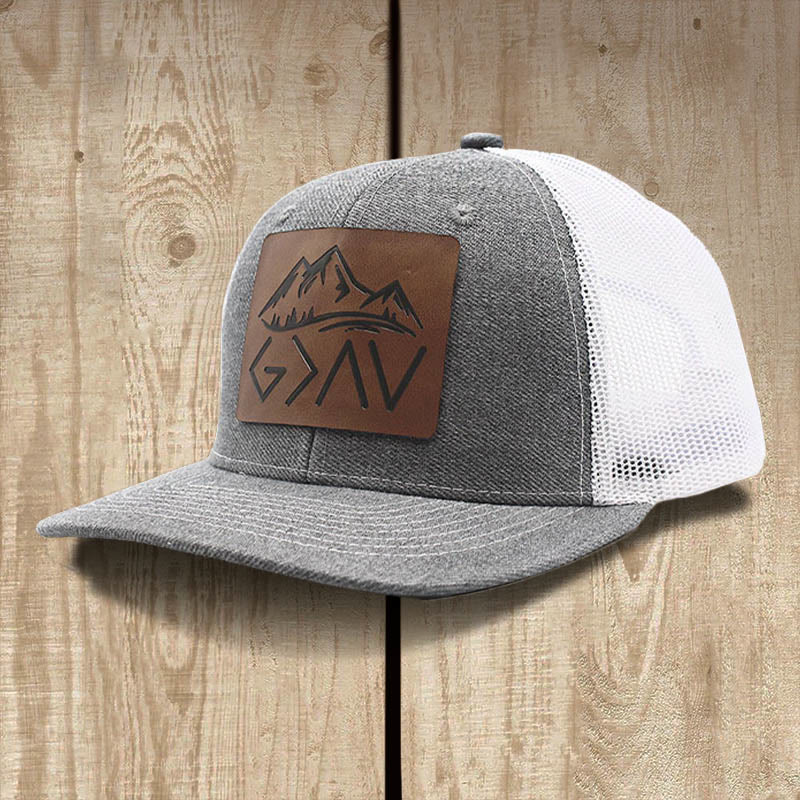 Christianartworkshop Casquette de baseball « Dieu est plus grand que les hauts et les bas » - Maille grise/blanche - image 4