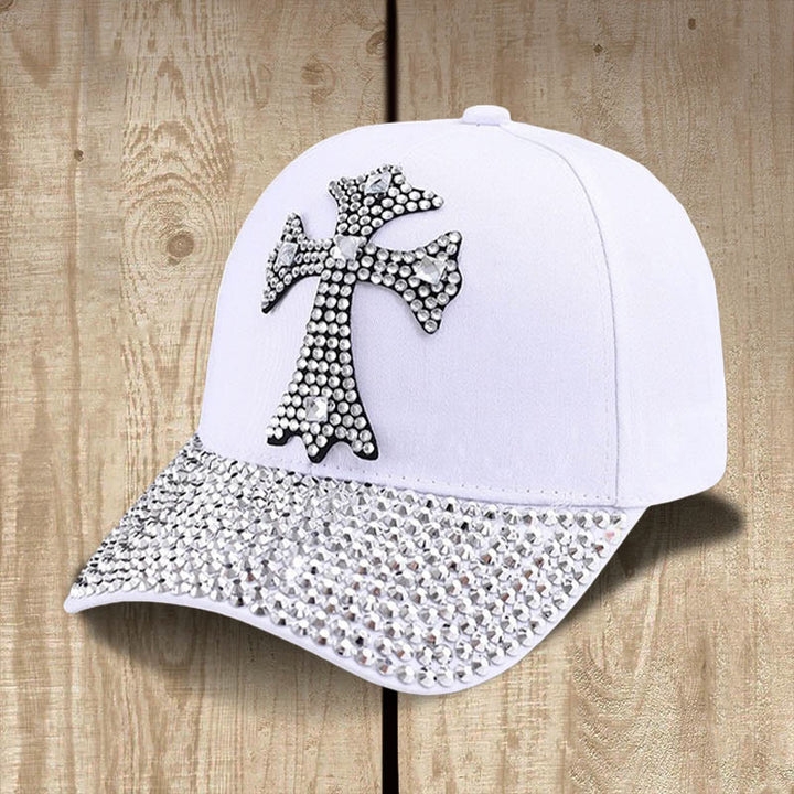 Christianartworkshop Casquette de baseball Faith Sparkles avec croix en cristal pour les adeptes du glamour - Blanc - image 3