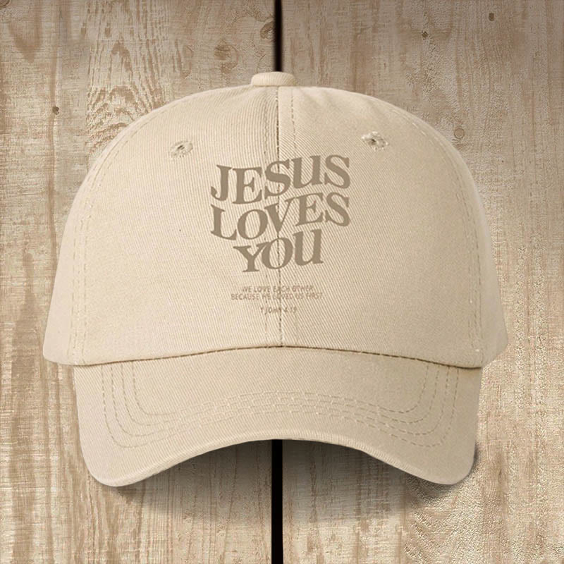 Christianartworkshop Casquette de baseball « Jésus t’aime » pleine de foi : Portez le message de son amour - Beige - image 0