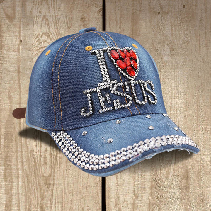 Christianartworkshop Casquette « J’aime Jésus » pour les cœurs dévoués : Rayonnez d’amour pour le Christ - Bleu denim foncé - image 2