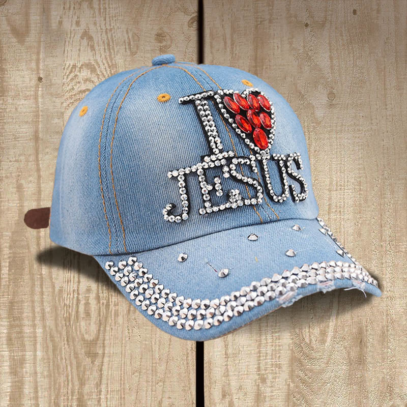 Christianartworkshop Casquette « J’aime Jésus » pour les cœurs dévoués : Rayonnez d’amour pour le Christ - Bleu denim clair - image 0