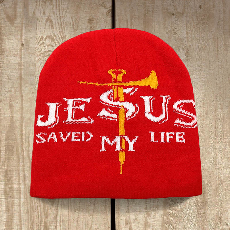 Christianartworkshop Bonnet tricoté « Jésus m’a sauvé la vie » : un doux rappel de sa grâce - image 1