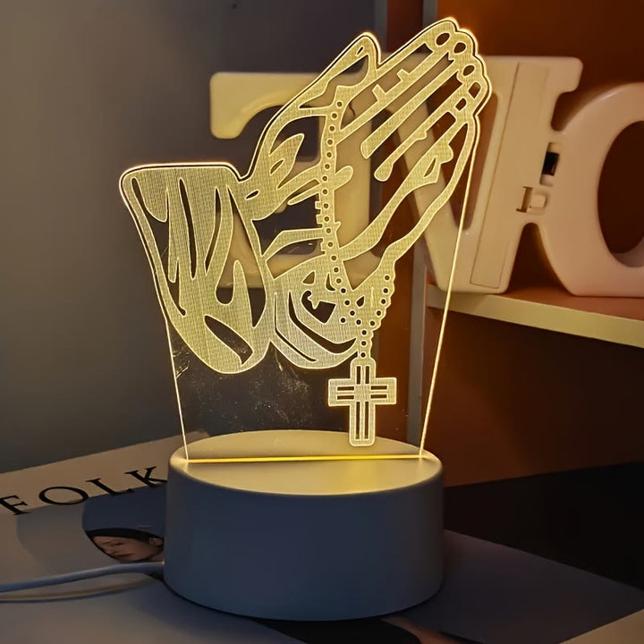 Christianartworkshop Veilleuse Mains en prière à l'éclat spirituel : un mélange de religion et de modernité - image 4