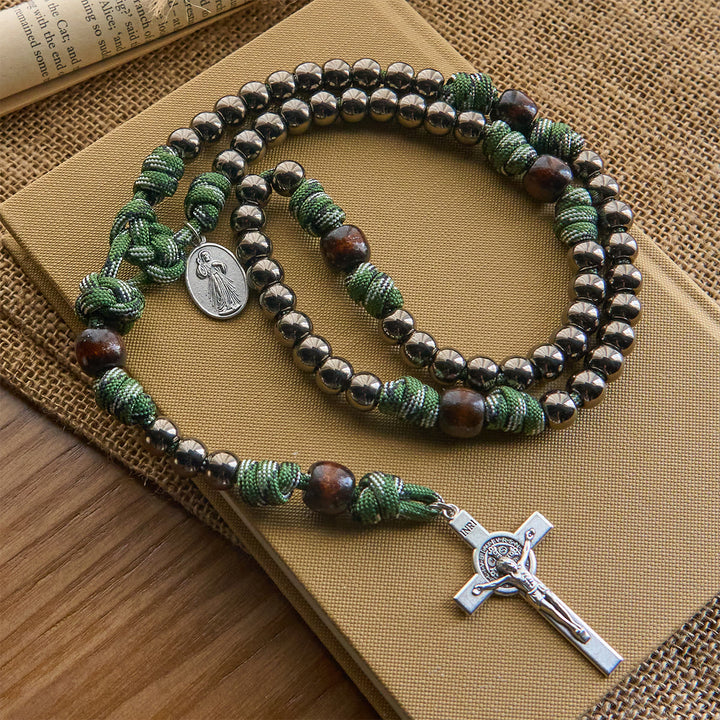 Christianartworkshop Chapelet de bénédiction robuste en paracorde : Protégé par le Saint-Esprit et la Miséricorde divine - Chapelet de bénédiction en paracorde - image 0