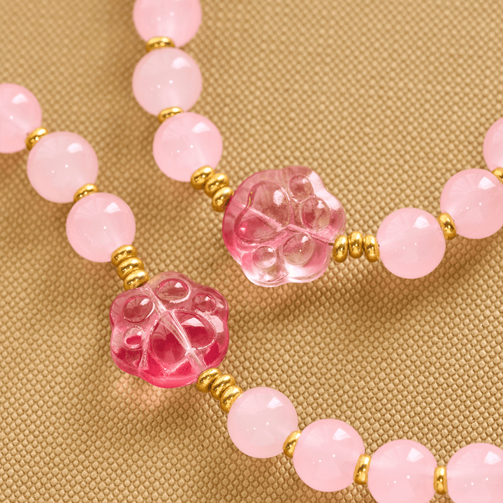 Christianartworkshop Bénédiction des animaux avec quartz rose et breloque en forme de patte de chien du chapelet des animaux de Notre-Dame - image 7