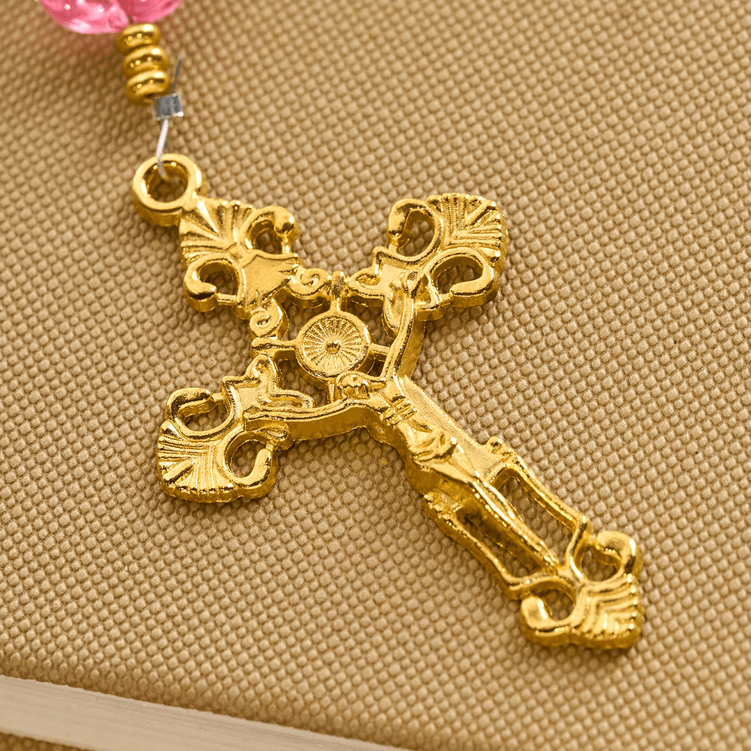 Christianartworkshop Bénédiction des animaux avec quartz rose et breloque en forme de patte de chien du chapelet des animaux de Notre-Dame - image 6