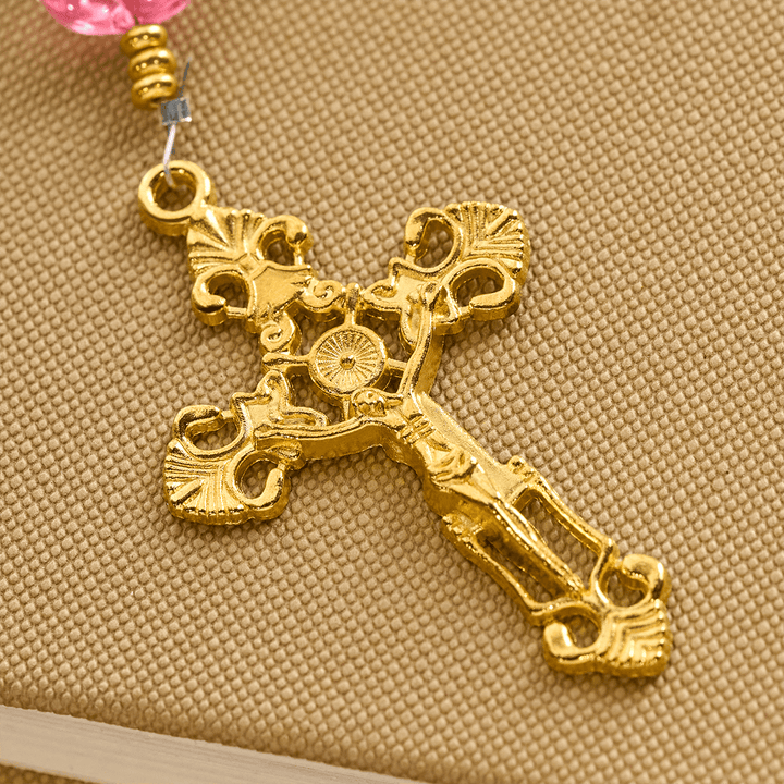 Christianartworkshop Bénédiction des animaux avec quartz rose et breloque en forme de patte de chien du chapelet des animaux de Notre-Dame - image 6