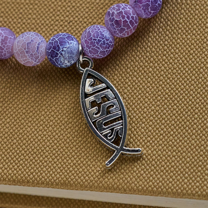 Christianartworkshop Bracelet Ocean Grace Dolphin Blessing avec malachite naturelle et breloque animal Ichthys - image 32