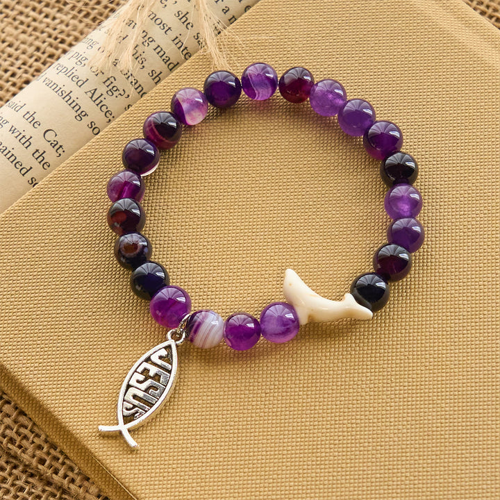 Christianartworkshop Bracelet Ocean Grace Dolphin Blessing avec malachite naturelle et breloque animal Ichthys - image 17