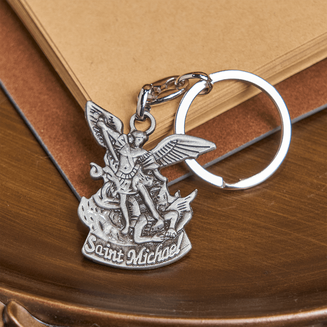 Christianartworkshop Porte-clés Saint Michel Archange, Bouclier contre le Mal - Argent - image 0