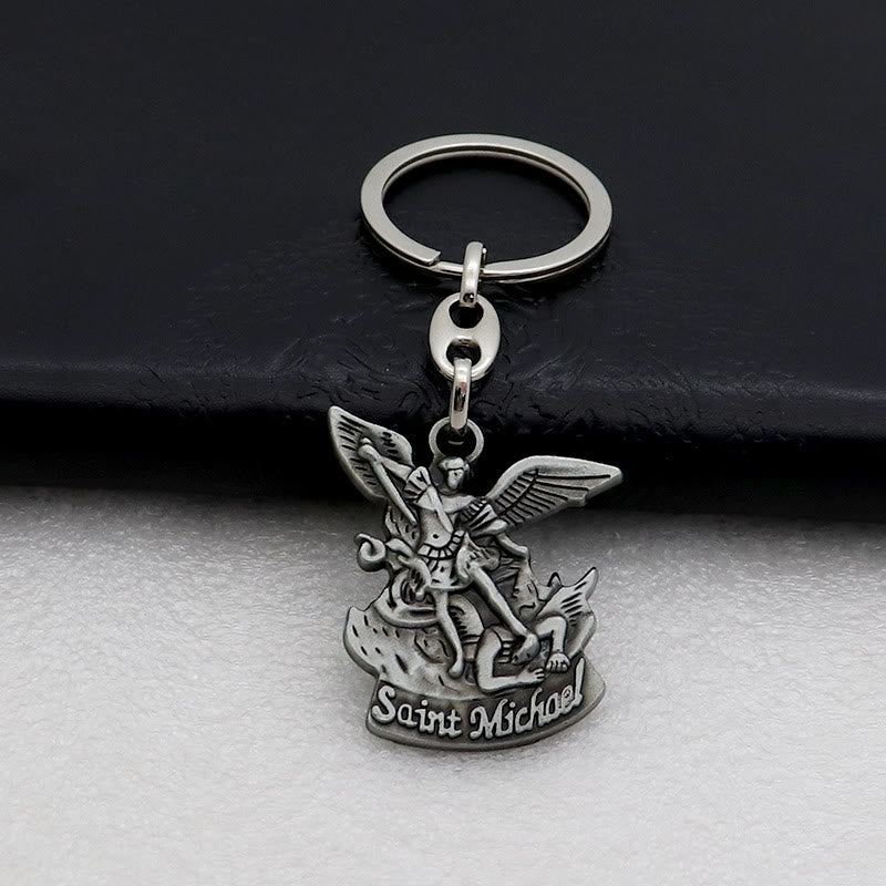 Christianartworkshop Porte-clés Saint Michel Archange, Bouclier contre le Mal - Argent antique - image 4