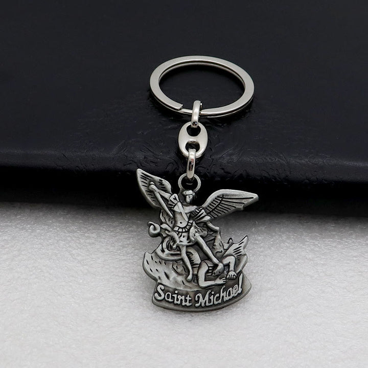 Christianartworkshop Porte-clés Saint Michel Archange, Bouclier contre le Mal - Argent antique - image 4