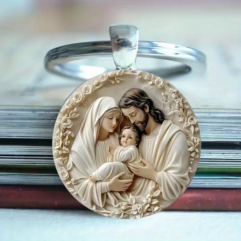 Christianartworkshop Porte-clés circulaire Sainte Famille : Emportez l'amour et la foi partout avec vous - image 1