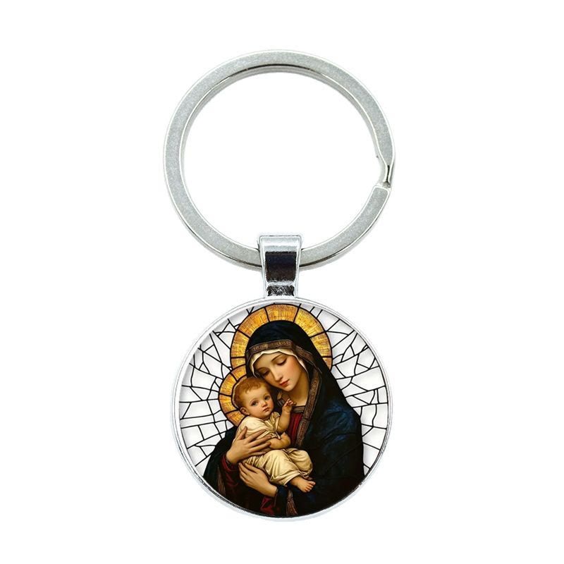 Christianartworkshop Porte-clés Notre-Dame tenant l'Enfant Jésus : Amour maternel divin - image 4
