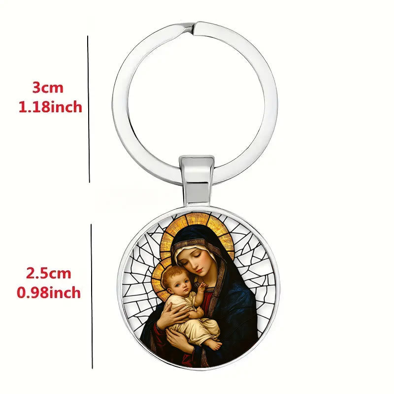 Christianartworkshop Porte-clés Notre-Dame tenant l'Enfant Jésus : Amour maternel divin - image 3