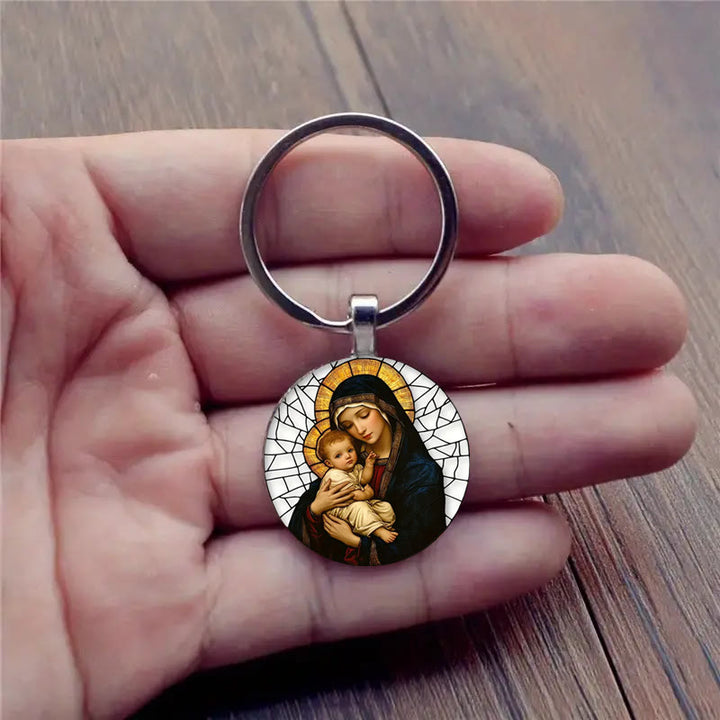 Christianartworkshop Porte-clés Notre-Dame tenant l'Enfant Jésus : Amour maternel divin - image 2