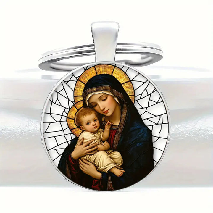 Christianartworkshop Porte-clés Notre-Dame tenant l'Enfant Jésus : Amour maternel divin - Notre Dame - image 0