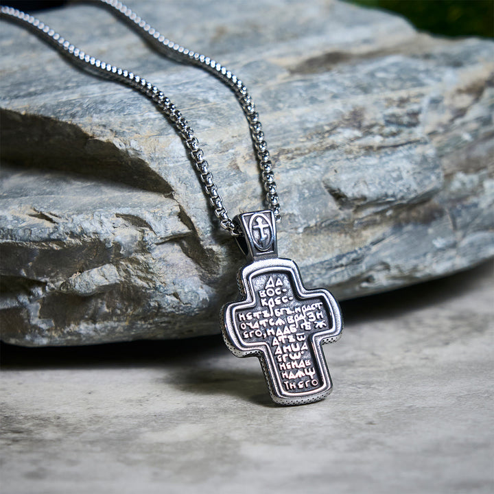 Christianartworkshop Collier pendentif croix orthodoxe de style antique avec reliefs double face - image 9