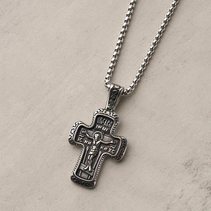 Christianartworkshop Collier pendentif croix orthodoxe de style antique avec reliefs double face - image 6