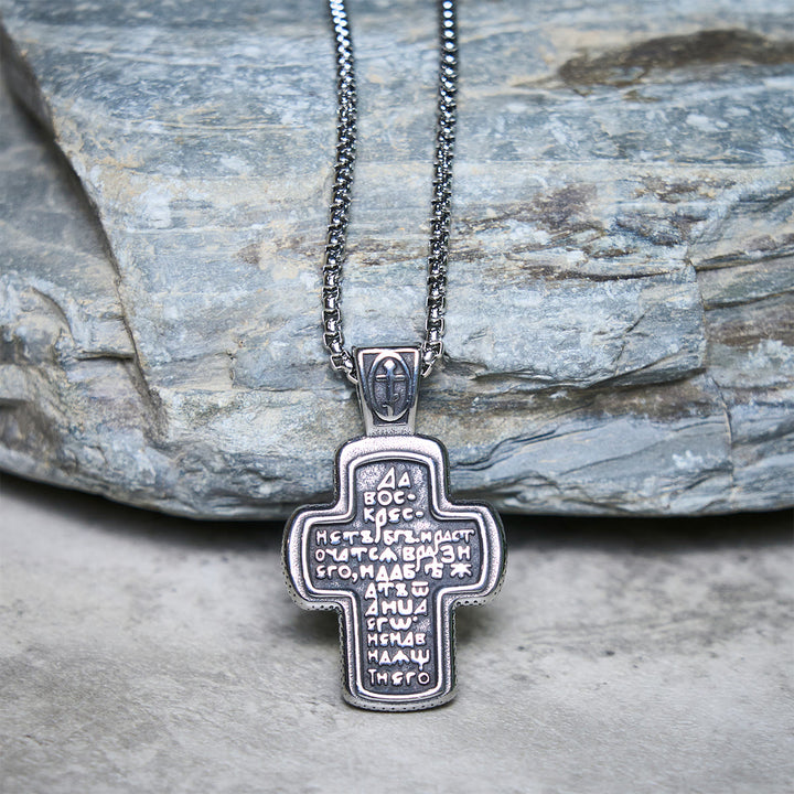 Christianartworkshop Collier pendentif croix orthodoxe de style antique avec reliefs double face - image 12