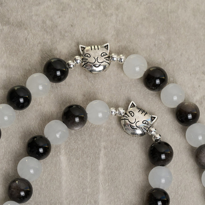 Christianartworkshop Bracelet de perles avec vache et chat noirs et blancs, bénédiction de Notre-Dame, chapelet animalier - image 7