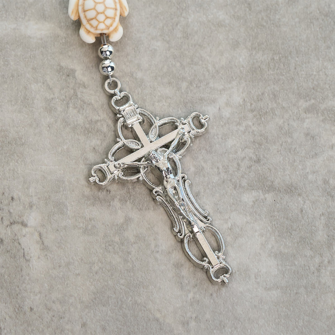 Christianartworkshop Tortue de la Divine Protection avec des perles jaune chaud et chapelet animal de la Miséricorde de Notre Seigneur - image 9